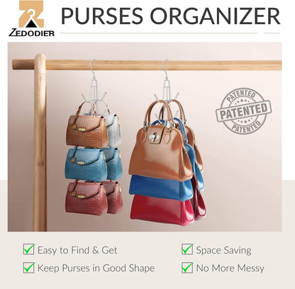Purse Hanger Organizer for Closet, Hanging Bag Holder, Keeping Purses Visible and in Good Condition, Metal V1259-DP01-A-2629