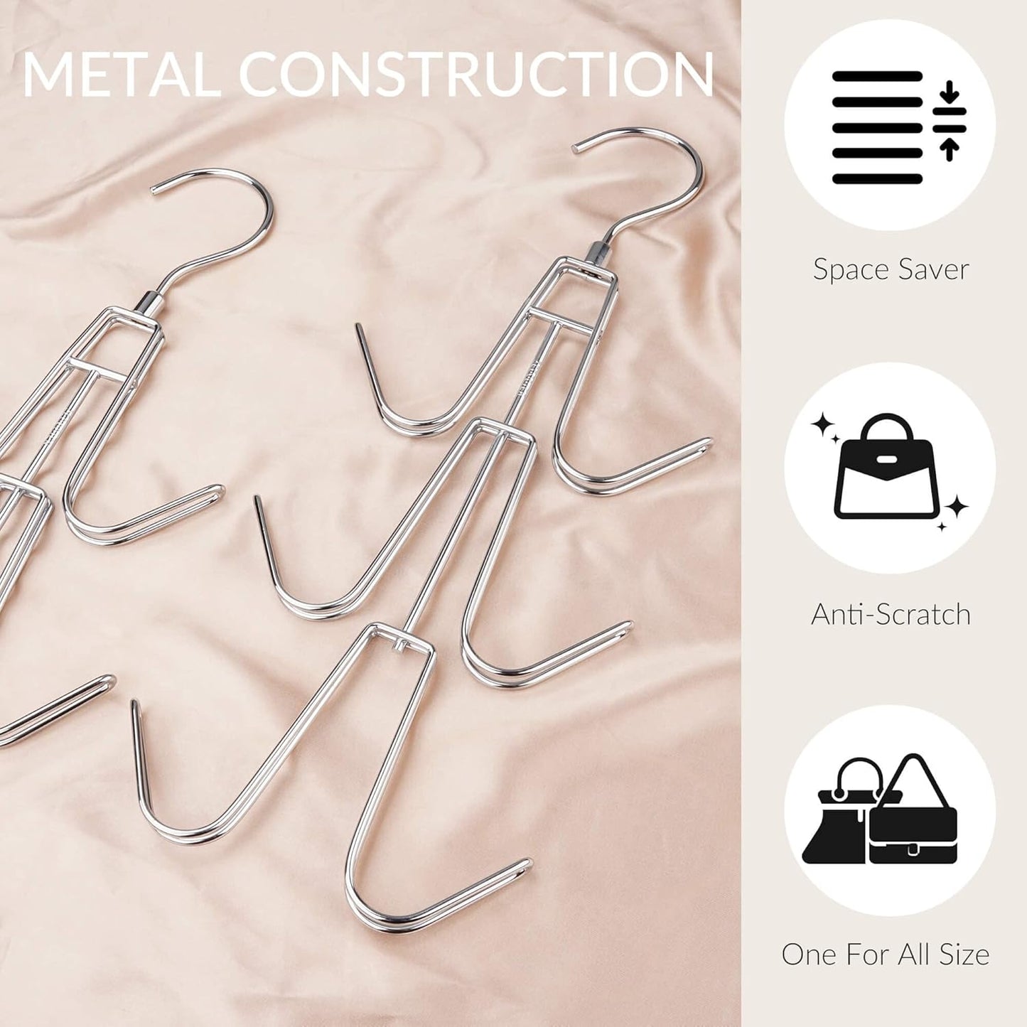 Purse Hanger Organizer for Closet, Hanging Bag Holder, Keeping Purses Visible and in Good Condition, Metal V1259-DP01-A-2629