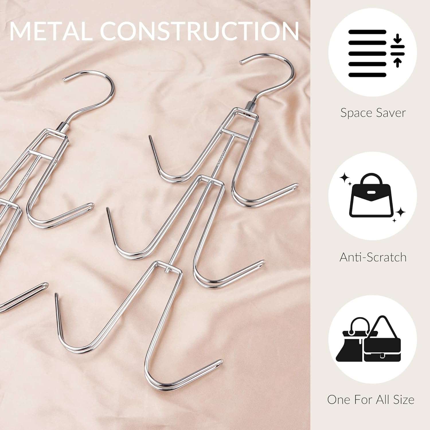 Purse Hanger Organizer for Closet, Hanging Bag Holder, Keeping Purses Visible and in Good Condition, Metal V1259-DP01-A-2629