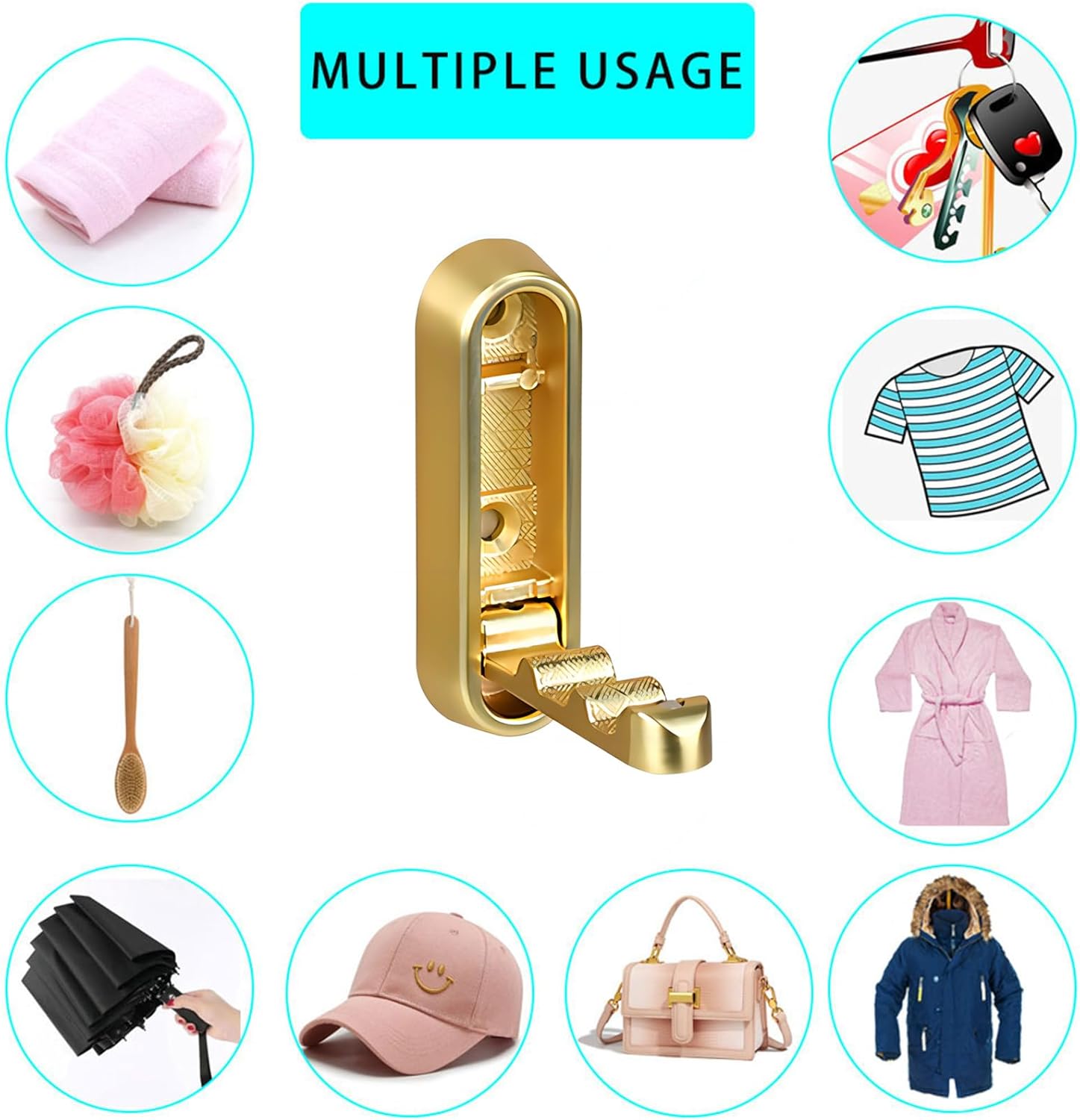 Foldable Towel Hooks for Bathroom 4 Pack,Wall Hooks for Hanging Heavy Duty Coat Robe Purse Foldable Hooks V1259-DP01-A-2632