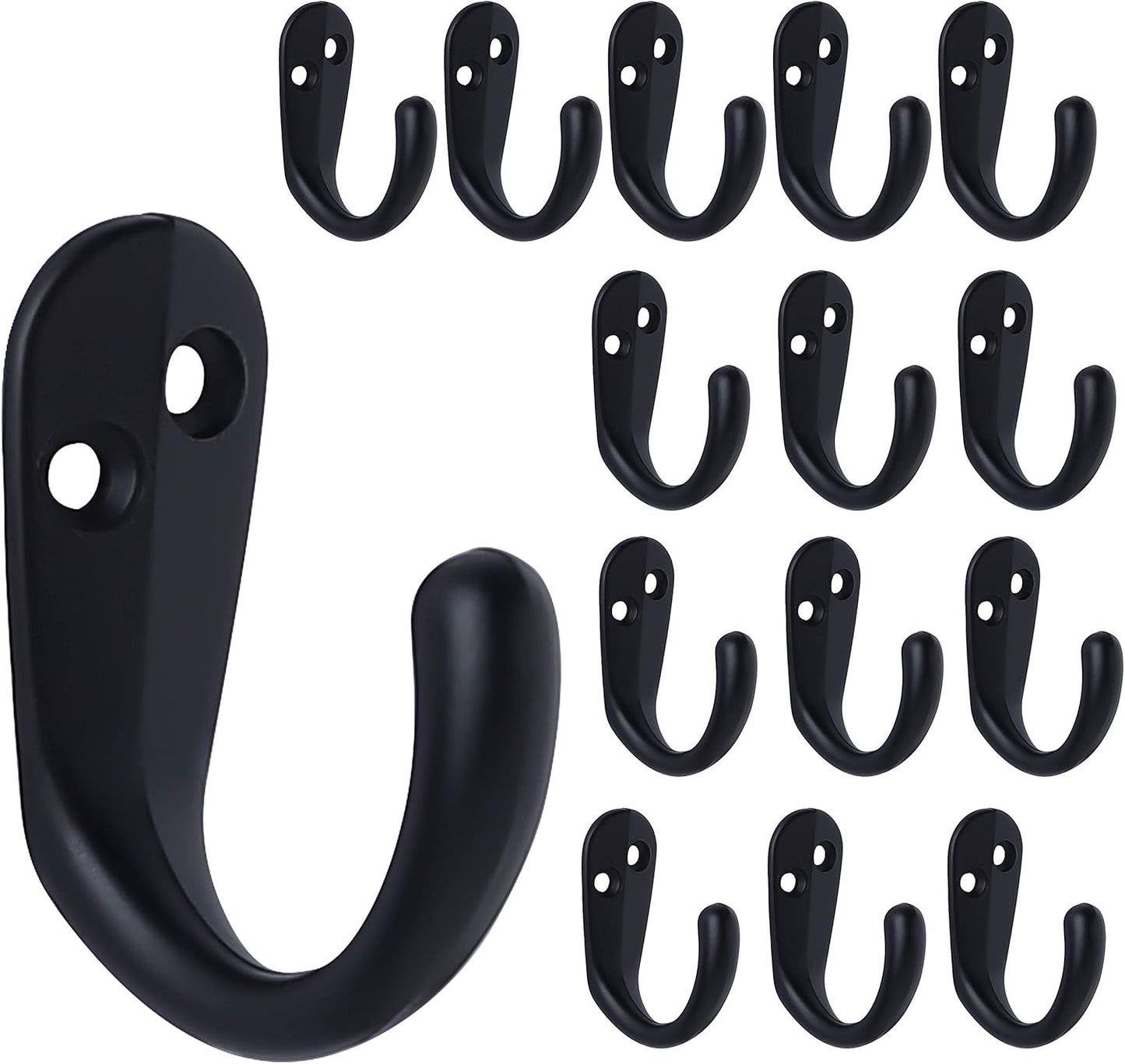 15PCS Coat Hooks Wall Mounted Single Prong Robe Hook for Hanging Towel Hooks with 30 Screws for Bags, Hat, V1259-DP01-A-2635