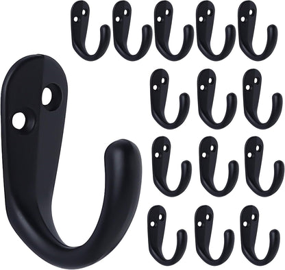 15PCS Coat Hooks Wall Mounted Single Prong Robe Hook for Hanging Towel Hooks with 30 Screws for Bags, Hat, V1259-DP01-A-2635
