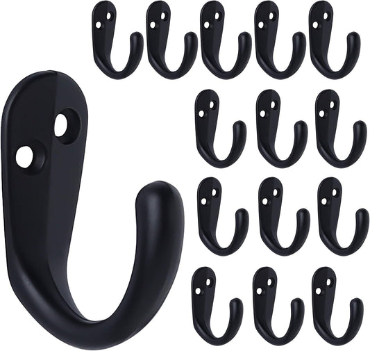 15PCS Coat Hooks Wall Mounted Single Prong Robe Hook for Hanging Towel Hooks with 30 Screws for Bags, Hat, V1259-DP01-A-2635