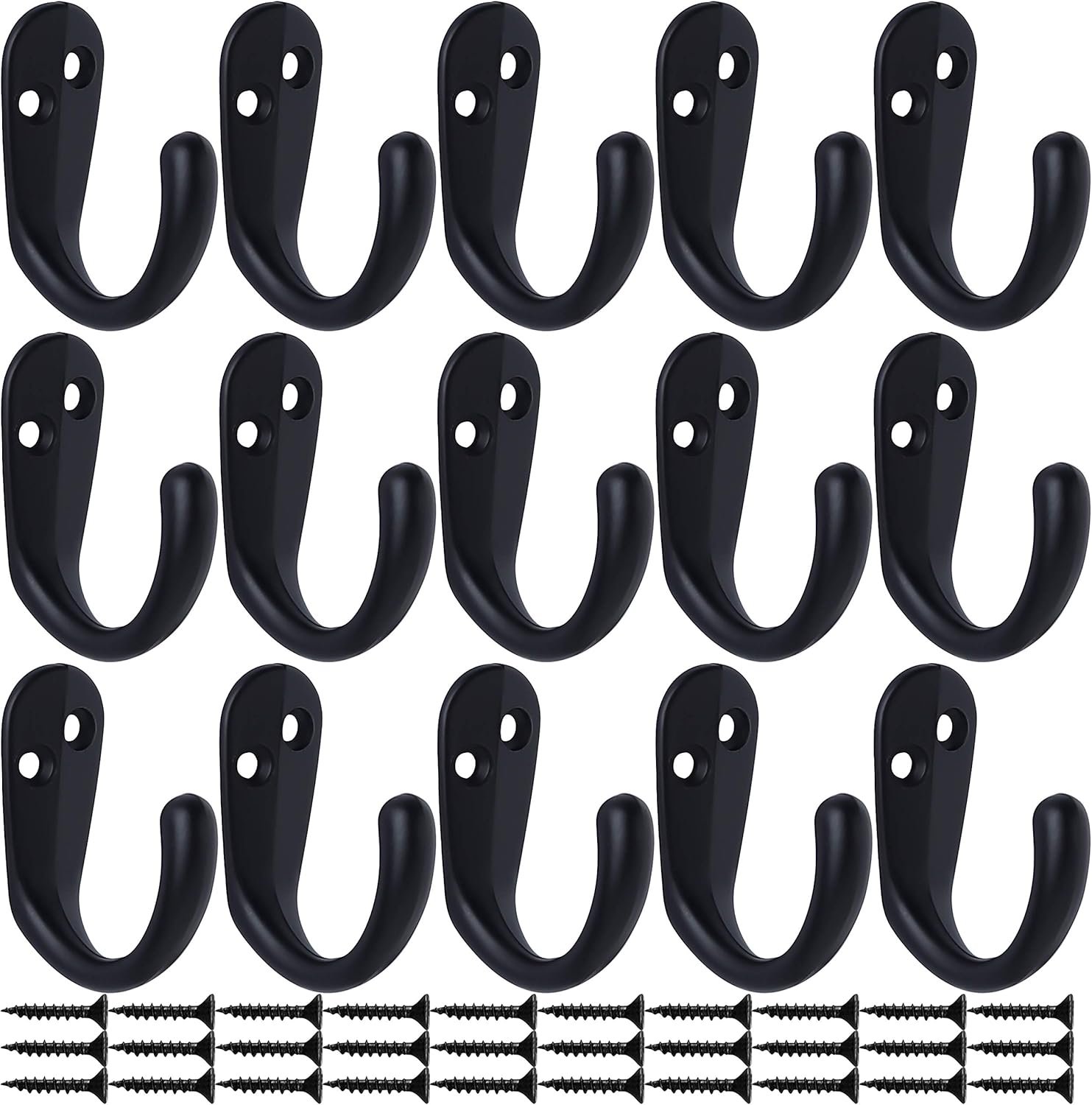 15PCS Coat Hooks Wall Mounted Single Prong Robe Hook for Hanging Towel Hooks with 30 Screws for Bags, Hat, V1259-DP01-A-2635