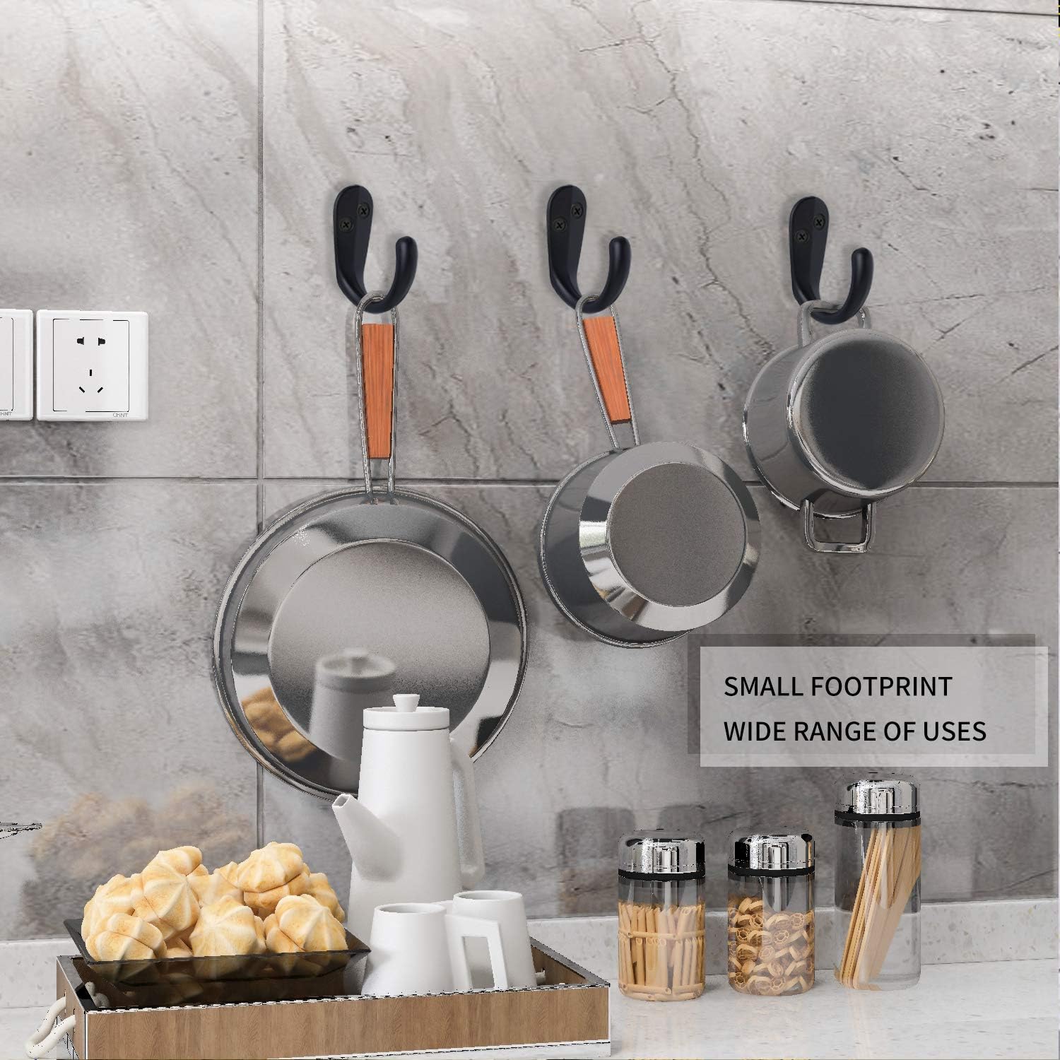 15PCS Coat Hooks Wall Mounted Single Prong Robe Hook for Hanging Towel Hooks with 30 Screws for Bags, Hat, V1259-DP01-A-2635