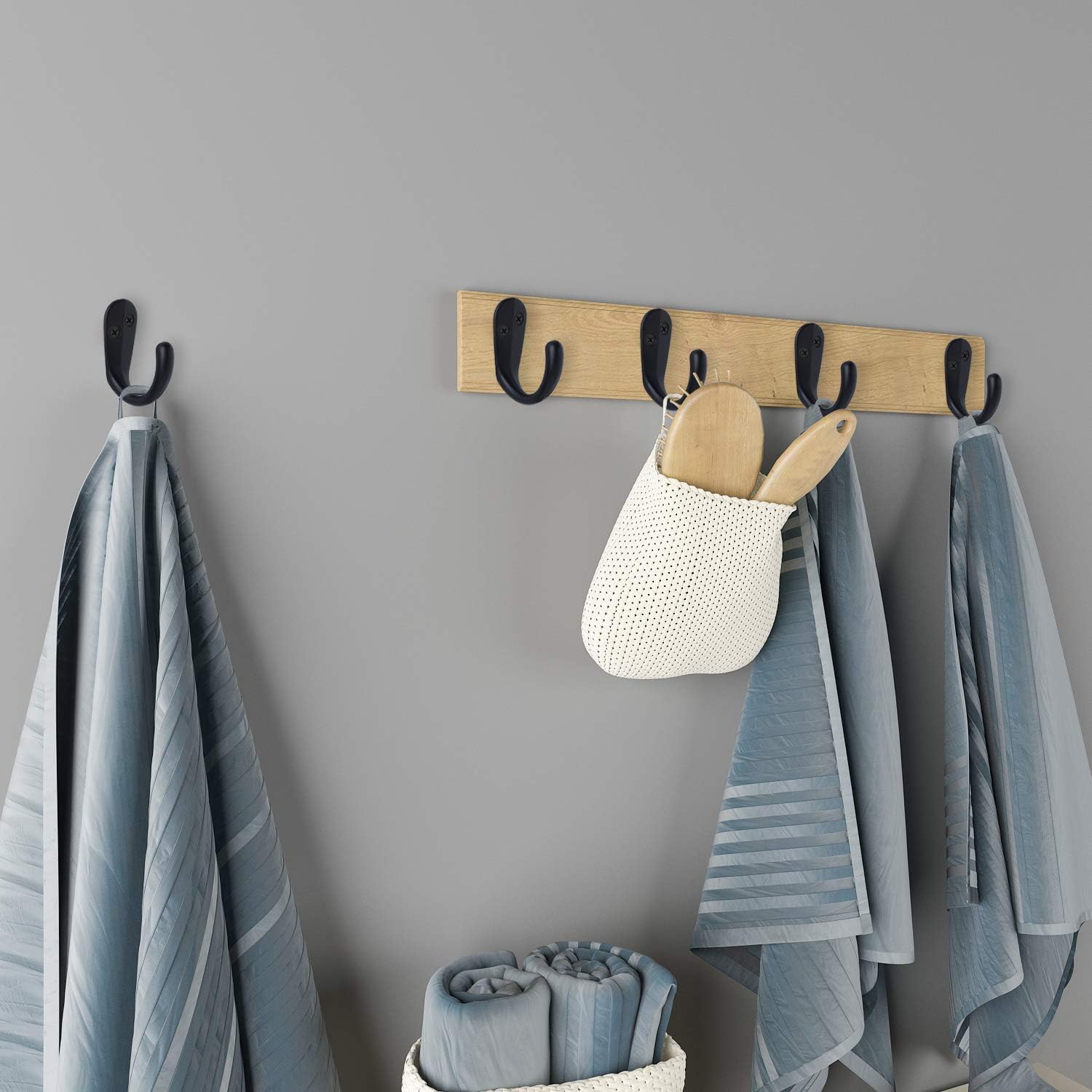 15PCS Coat Hooks Wall Mounted Single Prong Robe Hook for Hanging Towel Hooks with 30 Screws for Bags, Hat, V1259-DP01-A-2635