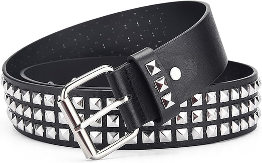 Studded Belts Women Y2K Stud Punk Rock Woman Girls Black Waist Belt for Cosplay Halloween V1259-DP01-A-2640