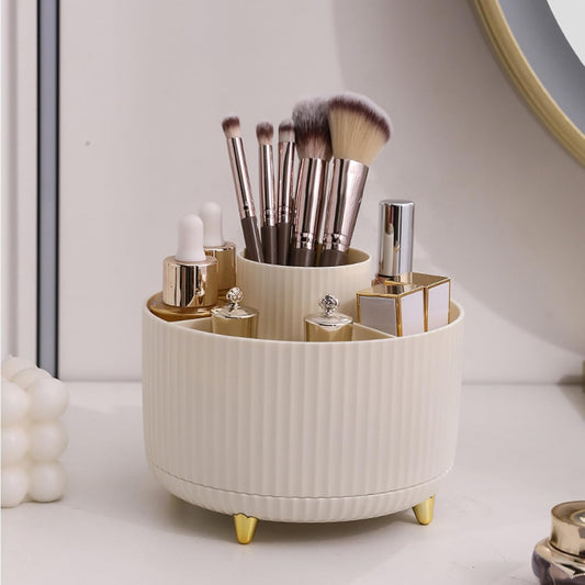 Makeup Brush Holder Organizer,360 degrees Rotating Make up Organizer Storage,5 Slot Makeup Brushes Cup,for V1259-DP01-A-2650