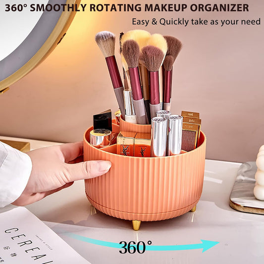 Makeup Brush Holder Organizer,360 degrees Rotating Make up Organizer Storage,5 Slot Makeup Brushes Cup,for V1259-DP01-A-2650