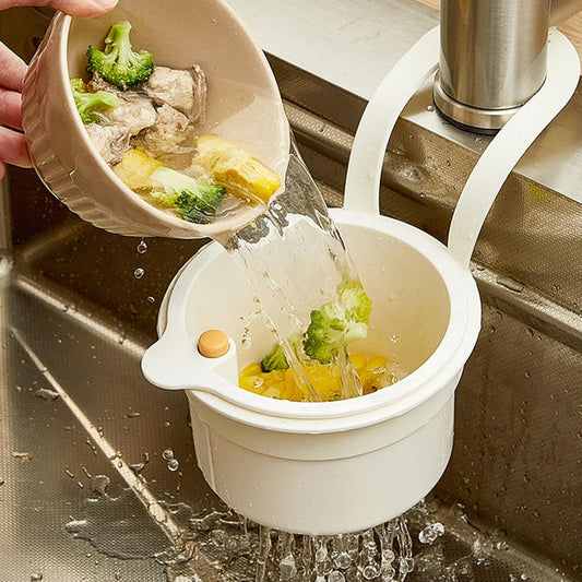 Kitchen Sink Strainer Basket, Self Cleaning Sink Food Waste Catcher, Faucet Hanging, Press Automatic Dumping V1259-DP01-A-2657