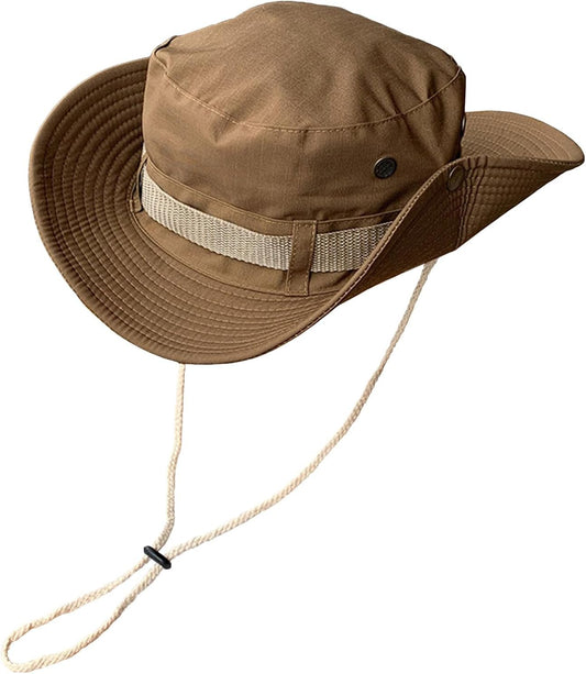 Fishing Hat, Wide Brim Breathable Sun Boonie Hat Safari Hiking Hats Beach Bucket Cap for Men Women V1259-DP01-A-2661