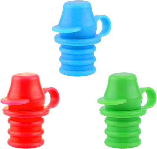 3pcs Silicone Water Bottle Top Spouts, No Spill Baby Food Pouch Toppers With Handle, Spout Adapter for V1259-DP01-A-2662