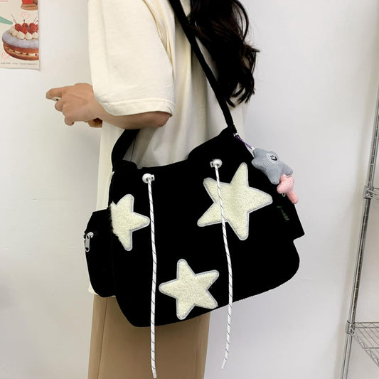 Y2K Corduroy Shoulder Bag Women, Cute Tote Bag Large Crossbody Bag for School Office Work Travel Shopping V1259-DP01-A-2667