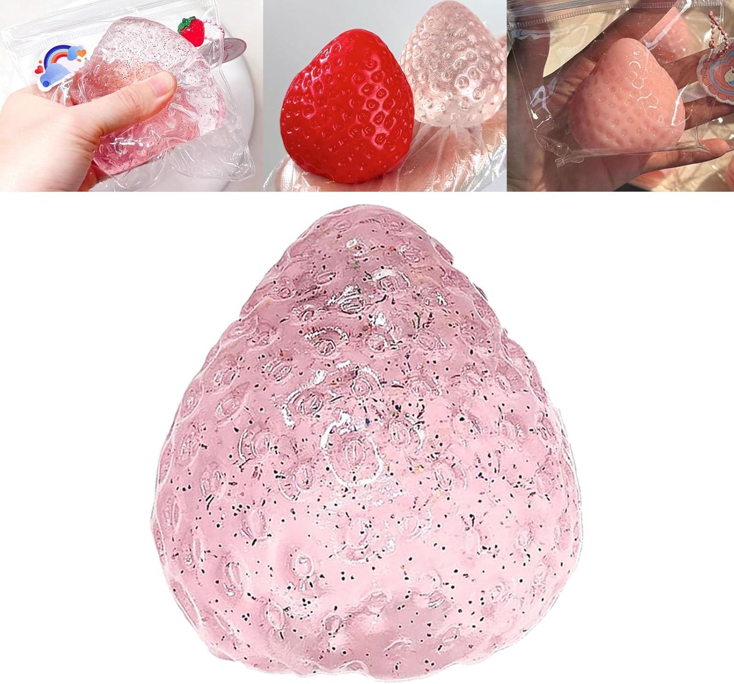 Taba Squishy Strawberry, Strawberry Taba Squishy Toys, Handmade Taba Squishy Clear Stress Relieving for V1259-DP01-A-2673
