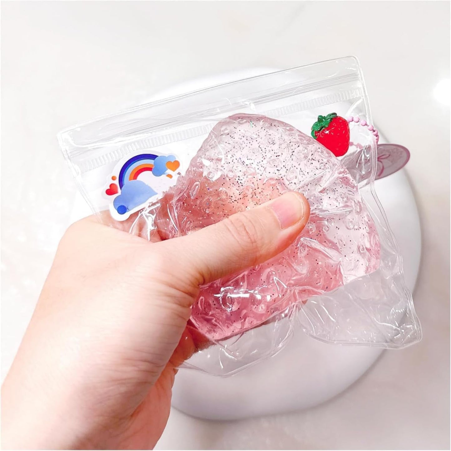 Taba Squishy Strawberry, Strawberry Taba Squishy Toys, Handmade Taba Squishy Clear Stress Relieving for V1259-DP01-A-2673