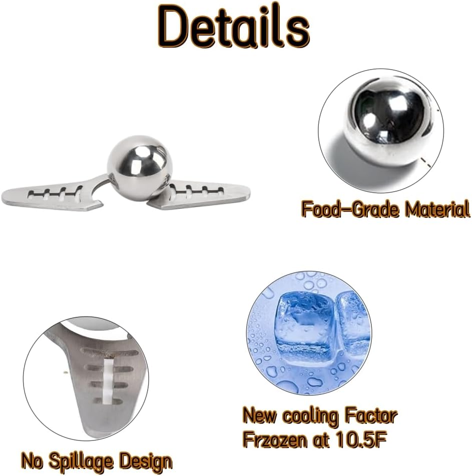 Stainless Steel Coffee Cooling Ball, Reusable Espresso Chiller with Stand, Ice Ball for Coffee Enthusiasts V1259-DP01-A-2677