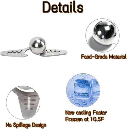 Stainless Steel Coffee Cooling Ball, Reusable Espresso Chiller with Stand, Ice Ball for Coffee Enthusiasts V1259-DP01-A-2677