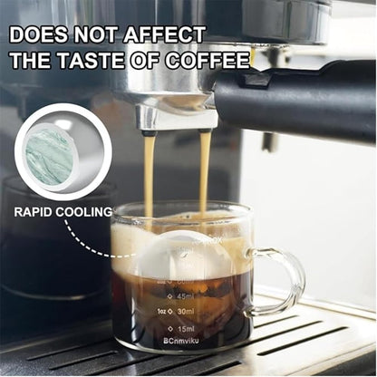 Stainless Steel Coffee Cooling Ball, Reusable Espresso Chiller with Stand, Ice Ball for Coffee Enthusiasts V1259-DP01-A-2677