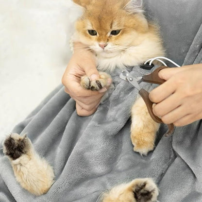 Cat Sling Soft Flannel Cat Apron with Claws Holes Multifunctional Adjustable Pet Carrier for Nail Cutting V1259-DP01-A-2682