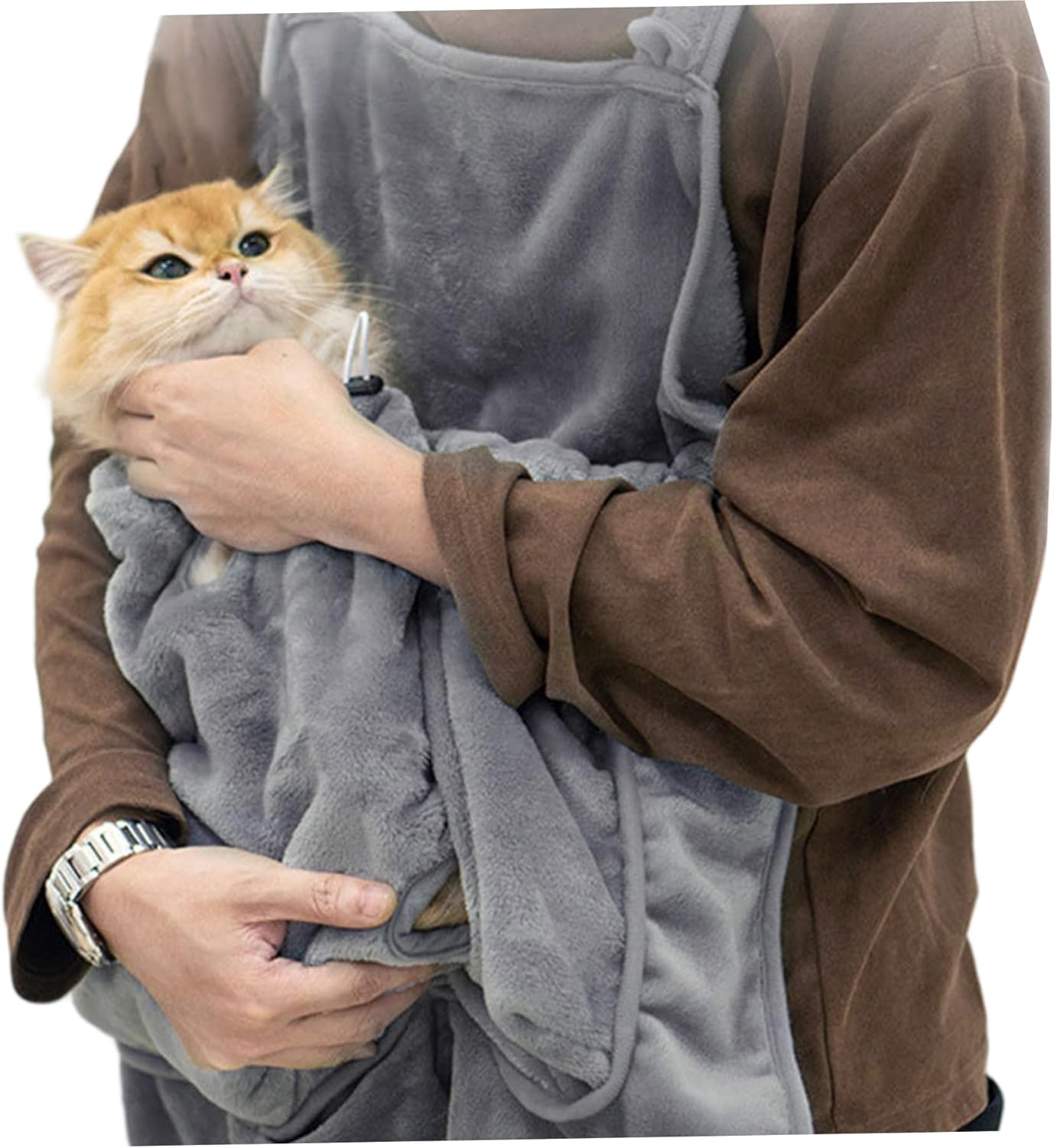 Cat Sling Soft Flannel Cat Apron with Claws Holes Multifunctional Adjustable Pet Carrier for Nail Cutting V1259-DP01-A-2682