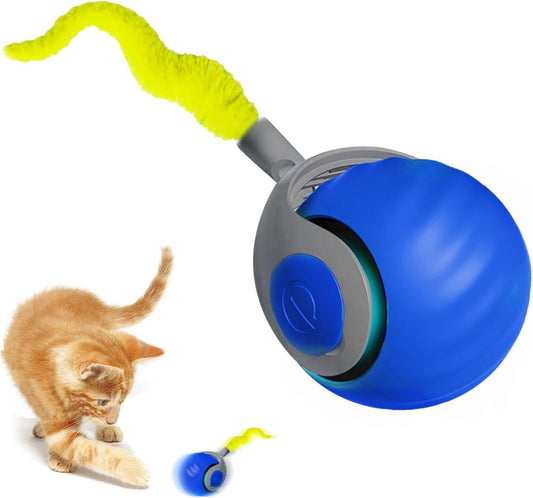 Speedy Ball with Tail Cat Toy, Smart Interactive Toy for Bored Indoor Cats 2 Speeds, Automatic Cat Rolling V1259-DP01-A-2686