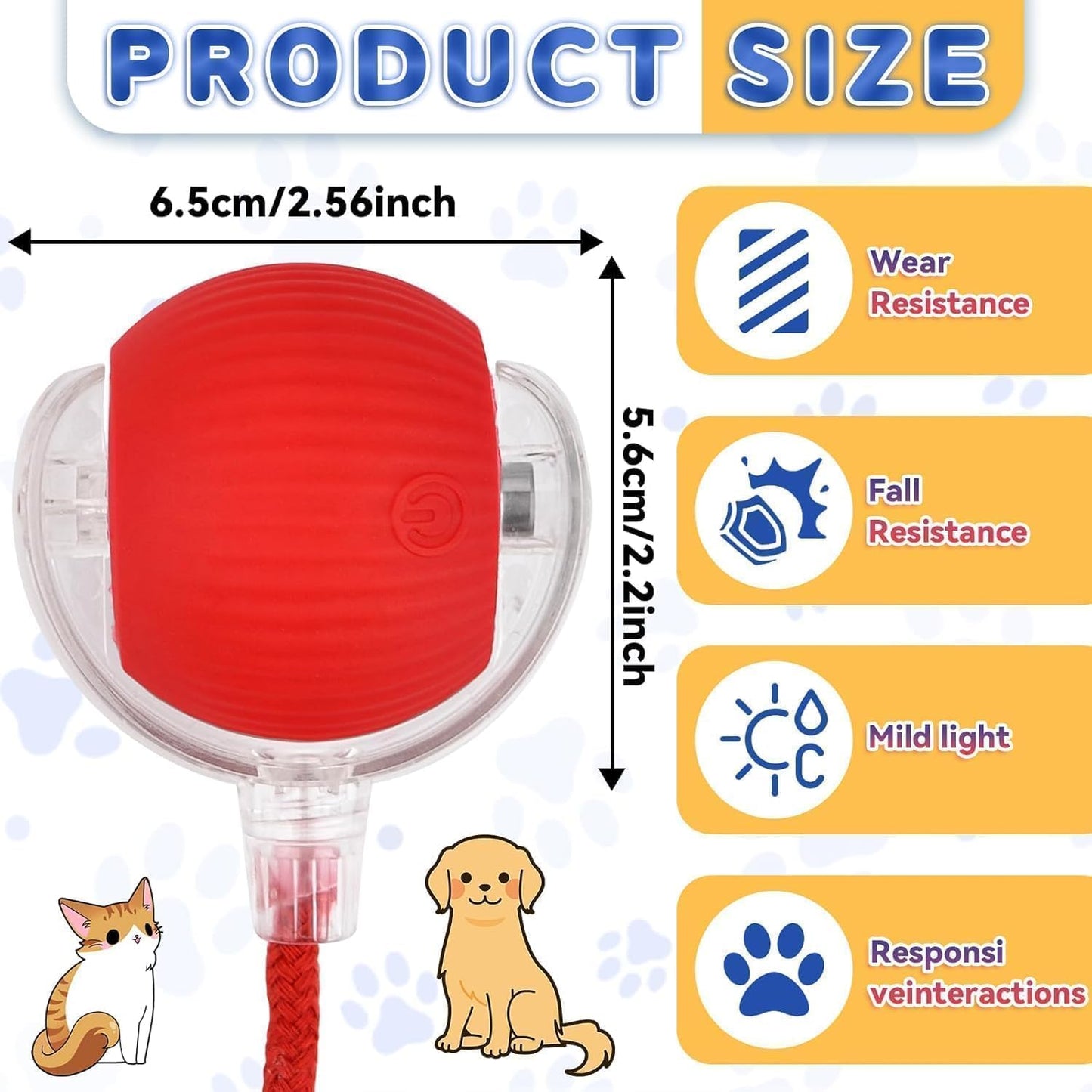 Interactive Rolling Dog Ball, Interactive Cat to-ys Rolling Ball Chewie Viral Dog Ball, Smart Automatic V1259-DP01-A-2689