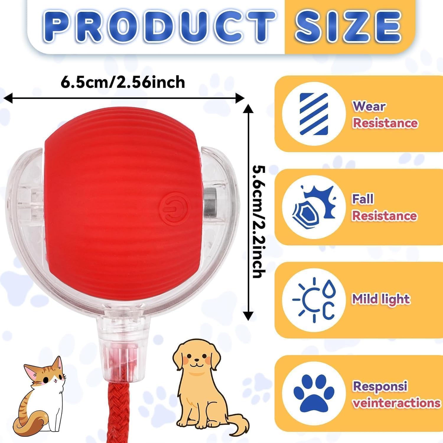 Interactive Rolling Dog Ball, Interactive Cat to-ys Rolling Ball Chewie Viral Dog Ball, Smart Automatic V1259-DP01-A-2689