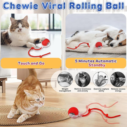 Interactive Rolling Dog Ball, Interactive Cat to-ys Rolling Ball Chewie Viral Dog Ball, Smart Automatic V1259-DP01-A-2689