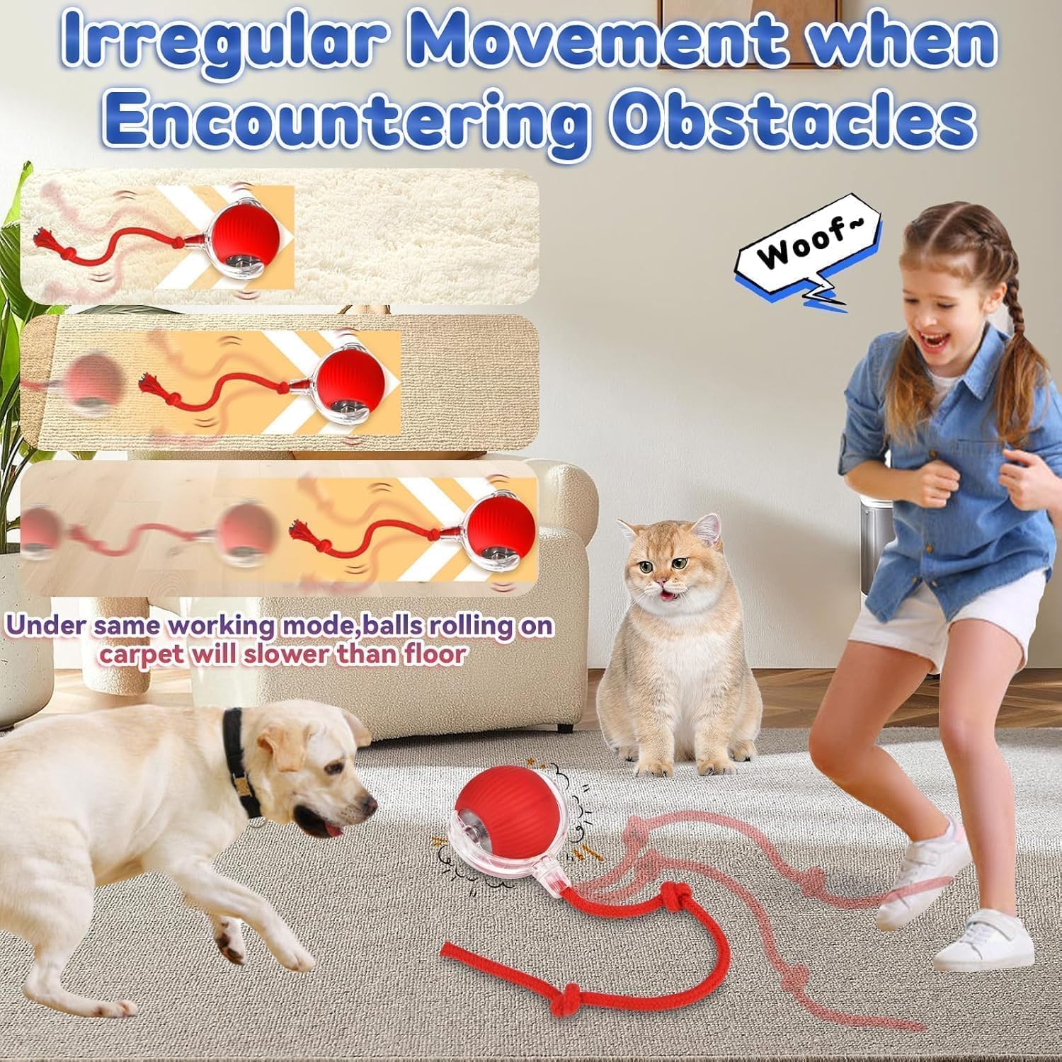 Interactive Rolling Dog Ball, Interactive Cat to-ys Rolling Ball Chewie Viral Dog Ball, Smart Automatic V1259-DP01-A-2689