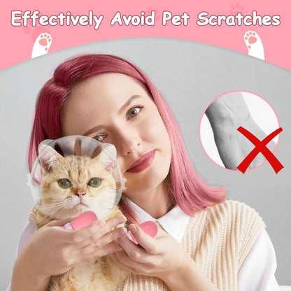 Cat Muzzle and Boots Set, Cat Transparent Muzzle Prevent from Cats Biting Chewing, Breathable Cat Adjustable V1259-DP01-A-2693