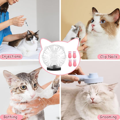 Cat Muzzle and Boots Set, Cat Transparent Muzzle Prevent from Cats Biting Chewing, Breathable Cat Adjustable V1259-DP01-A-2693