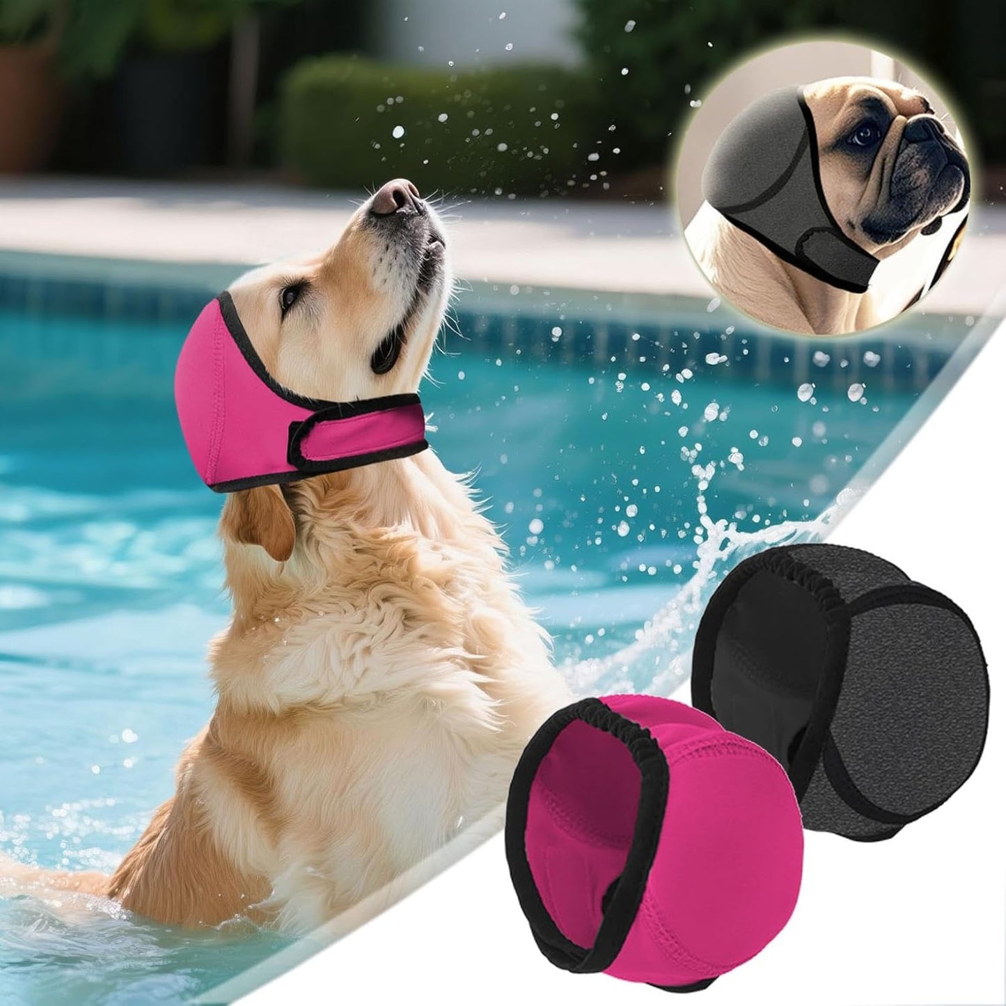 Dog Swimming Cap, Waterproof Ear Protection for Small, Medium & Large Dogs, Soft Comfortable Swim Hat for V1259-DP01-A-2694
