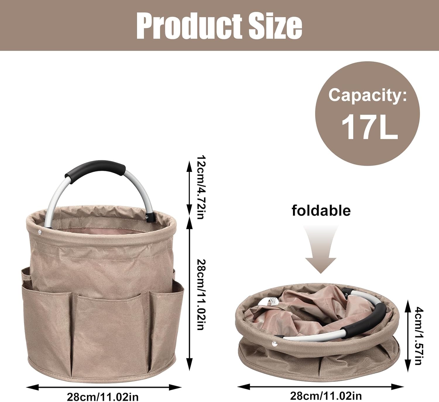Cleaning Caddy,Cleaning Bag Organizer with Handle Tools Bag for Detailing Supplies, Bag Only, Gray Edge V1259-DP01-A-2695