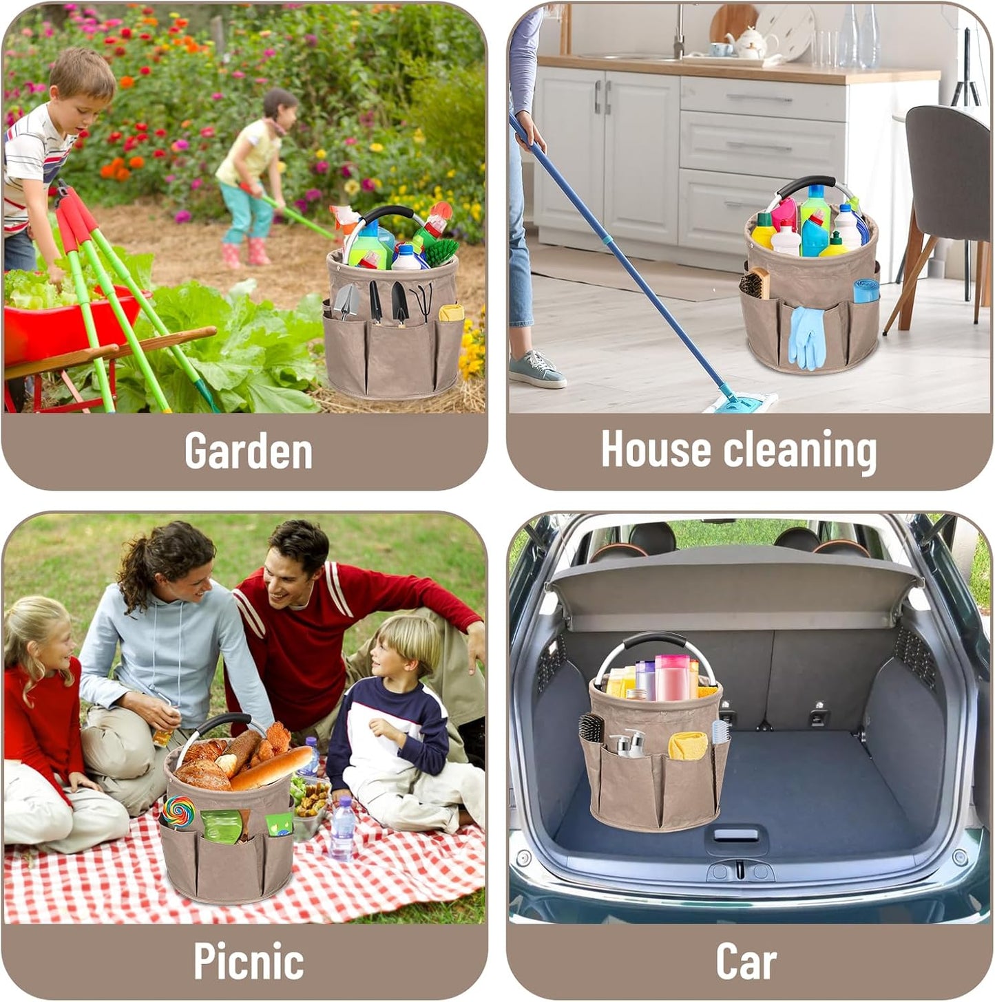 Cleaning Caddy,Cleaning Bag Organizer with Handle Tools Bag for Detailing Supplies, Bag Only, Gray Edge V1259-DP01-A-2695