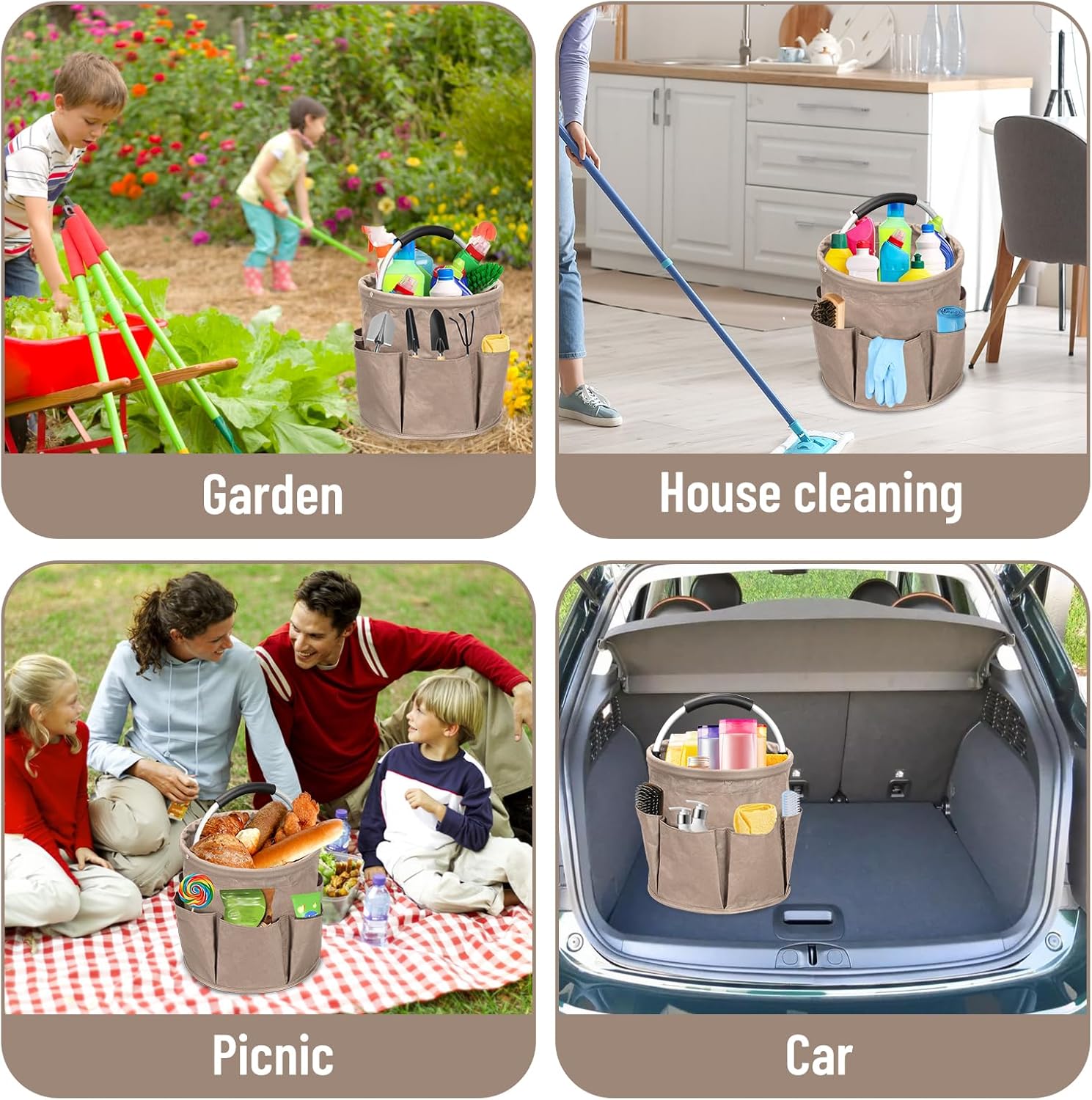 Cleaning Caddy,Cleaning Bag Organizer with Handle Tools Bag for Detailing Supplies, Bag Only, Gray Edge V1259-DP01-A-2695