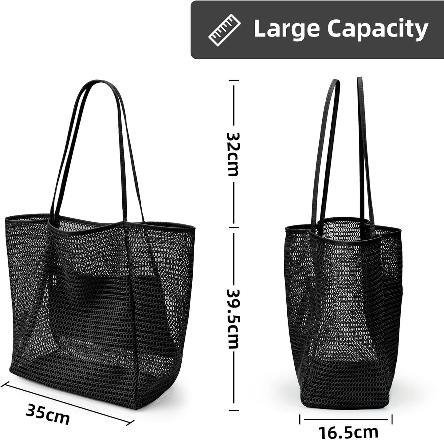 Oversized Beach Tote Bag, Semi Mesh Tote Bag Foldable MAX 35L Laundry Tote Bag For Beach Picnic Laundry V1259-DP01-A-2697