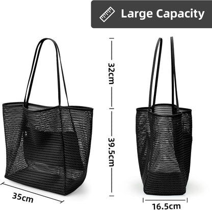 Oversized Beach Tote Bag, Semi Mesh Tote Bag Foldable MAX 35L Laundry Tote Bag For Beach Picnic Laundry V1259-DP01-A-2697