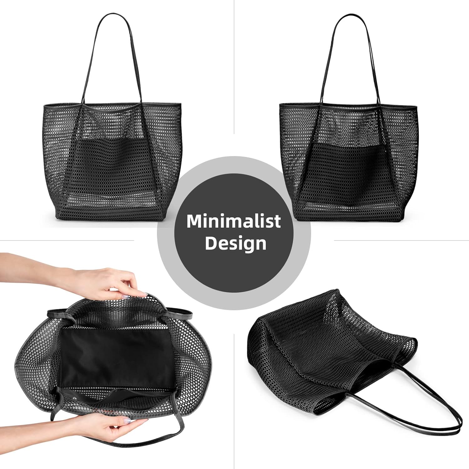 Oversized Beach Tote Bag, Semi Mesh Tote Bag Foldable MAX 35L Laundry Tote Bag For Beach Picnic Laundry V1259-DP01-A-2697