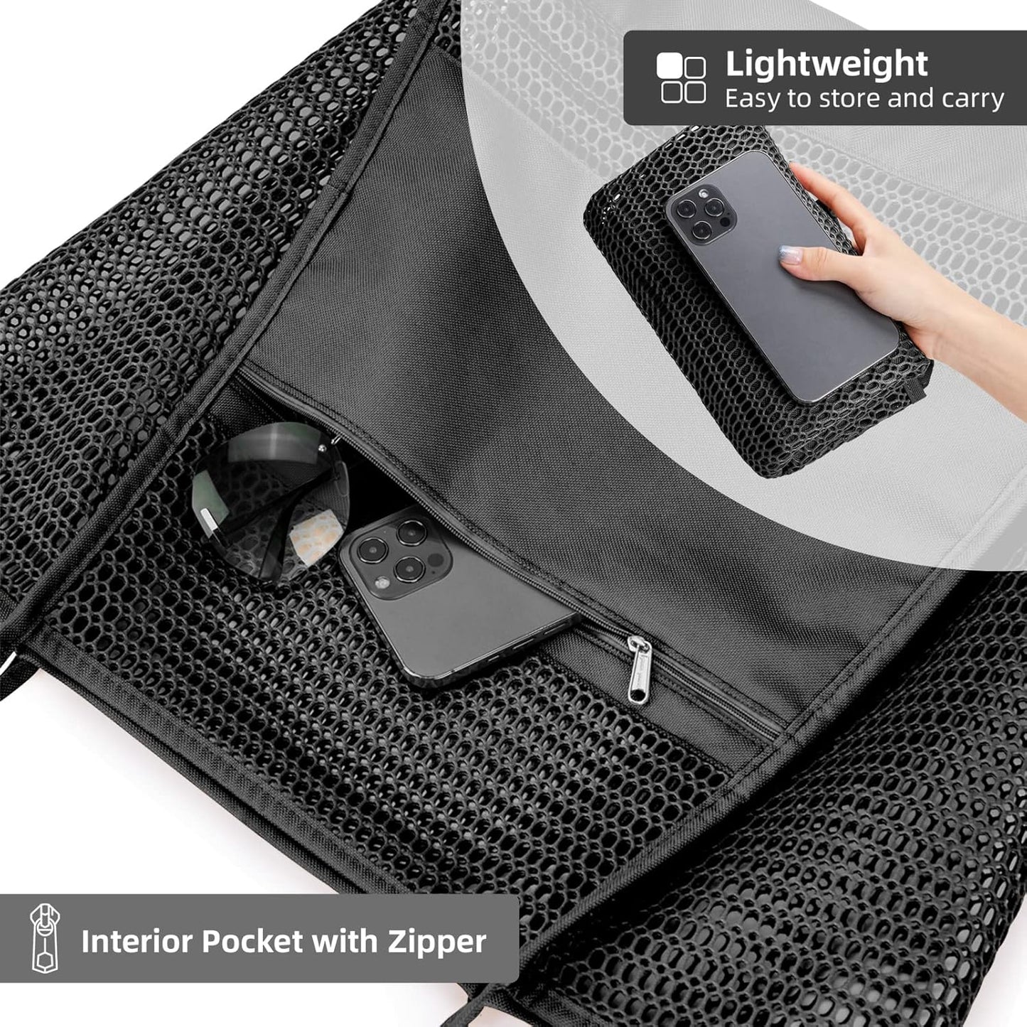Oversized Beach Tote Bag, Semi Mesh Tote Bag Foldable MAX 35L Laundry Tote Bag For Beach Picnic Laundry V1259-DP01-A-2697