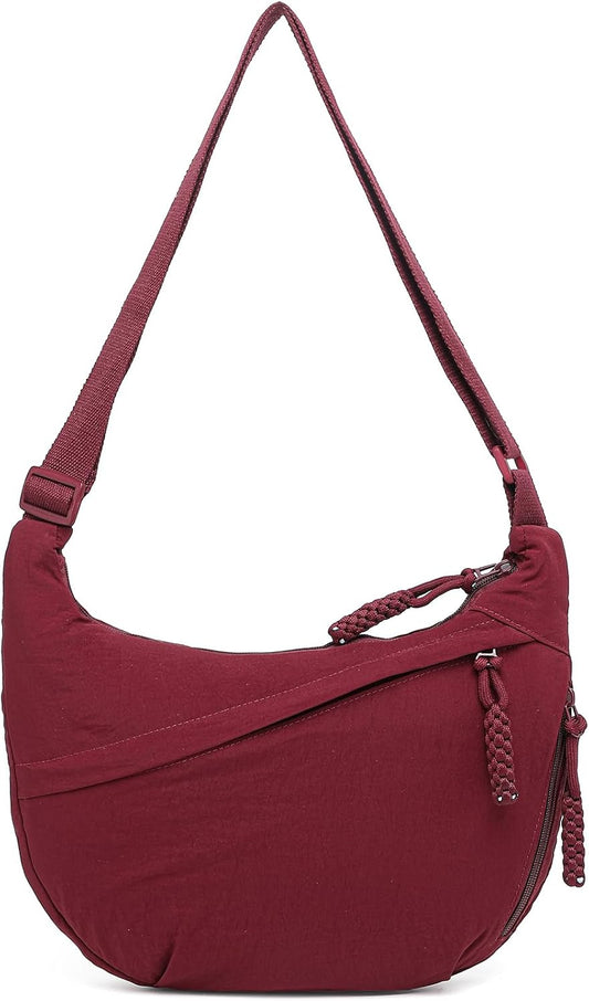 Crescent Bag for Women Men Nylon Crossbody Bags Multi-Pocket Sling Bag Roomy Hobo Bags Moon Bag Slouchy V1259-DP01-A-2700