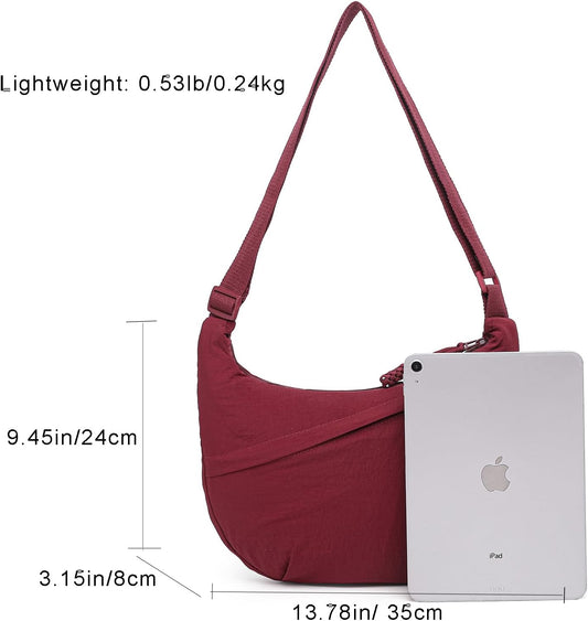 Crescent Bag for Women Men Nylon Crossbody Bags Multi-Pocket Sling Bag Roomy Hobo Bags Moon Bag Slouchy V1259-DP01-A-2700