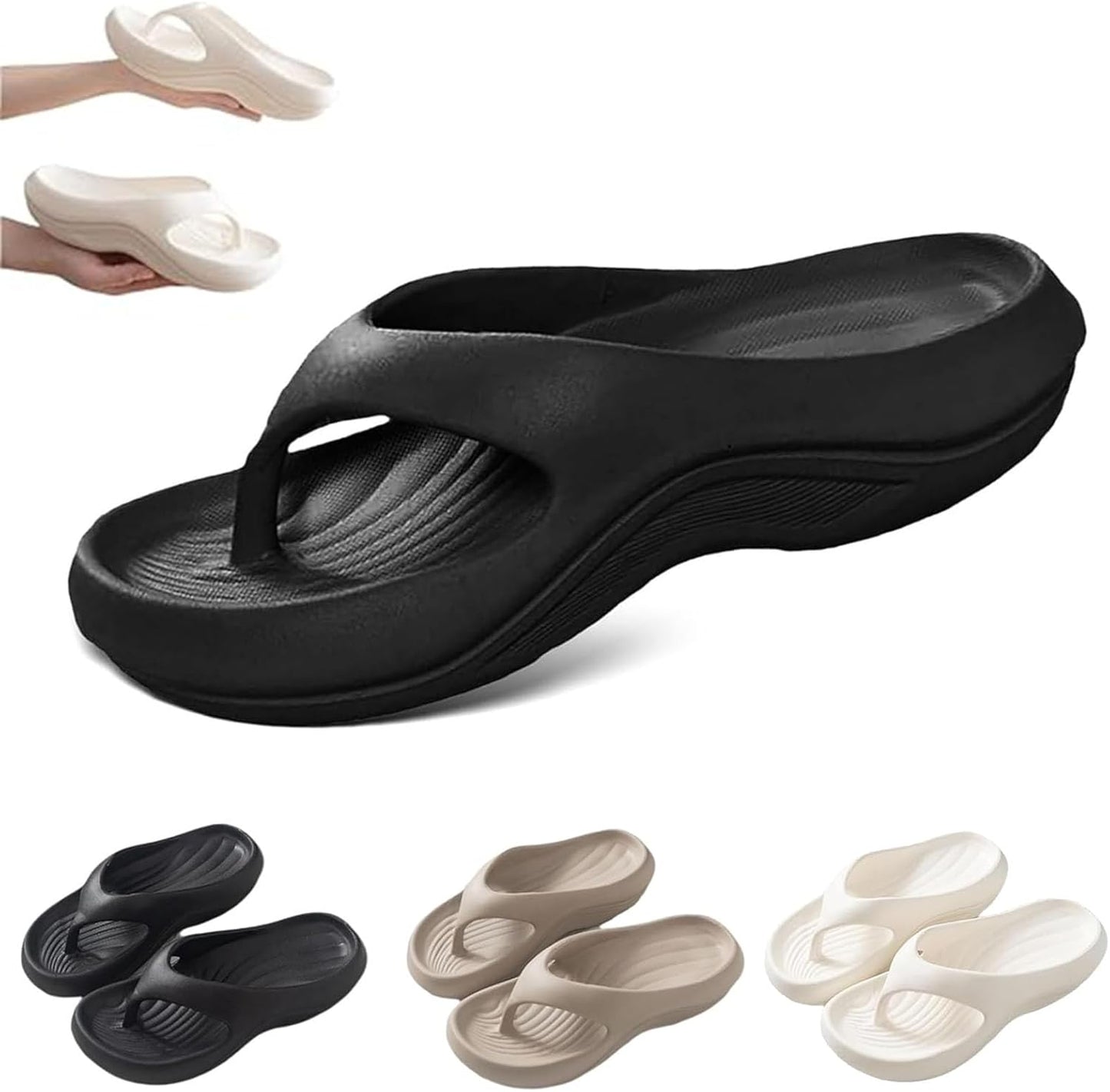 Pillow Arch Support Flip Flops, Platform Recovery Flipflops Orthopedic Sandals, Pillow Soft Summer Beach Shoes V1259-DP01-A-2703