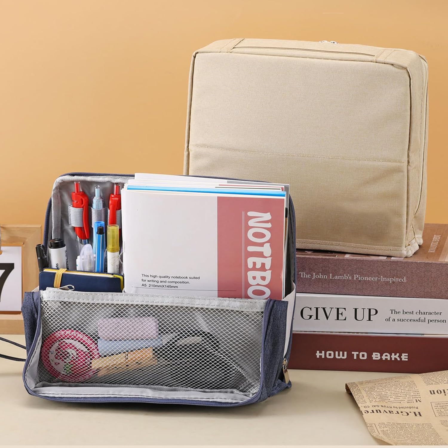 Multi-Purpose Large Capacity Oxford Cloth Standing Makeup Bag - Portable Lightweight Canvas Organizer with V1259-DP01-A-2714