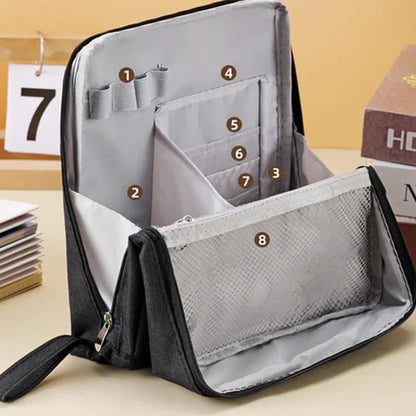 Multi-Purpose Large Capacity Oxford Cloth Standing Makeup Bag - Portable Lightweight Canvas Organizer with V1259-DP01-A-2714