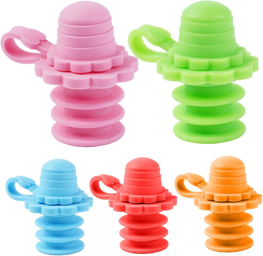5 Pcs Silicone Bottle Spout Spill Proof Water Bottle Sippy Top Food-Grade Silicone Water Cap Portable Topper V1259-DP01-A-2718
