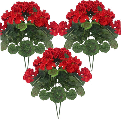 6Pcs Artificial Geraniums 14 Inch Lifelike Artificial Flowers with Adjustable Branches Long Lasting Vibrant V1259-DP01-A-2720