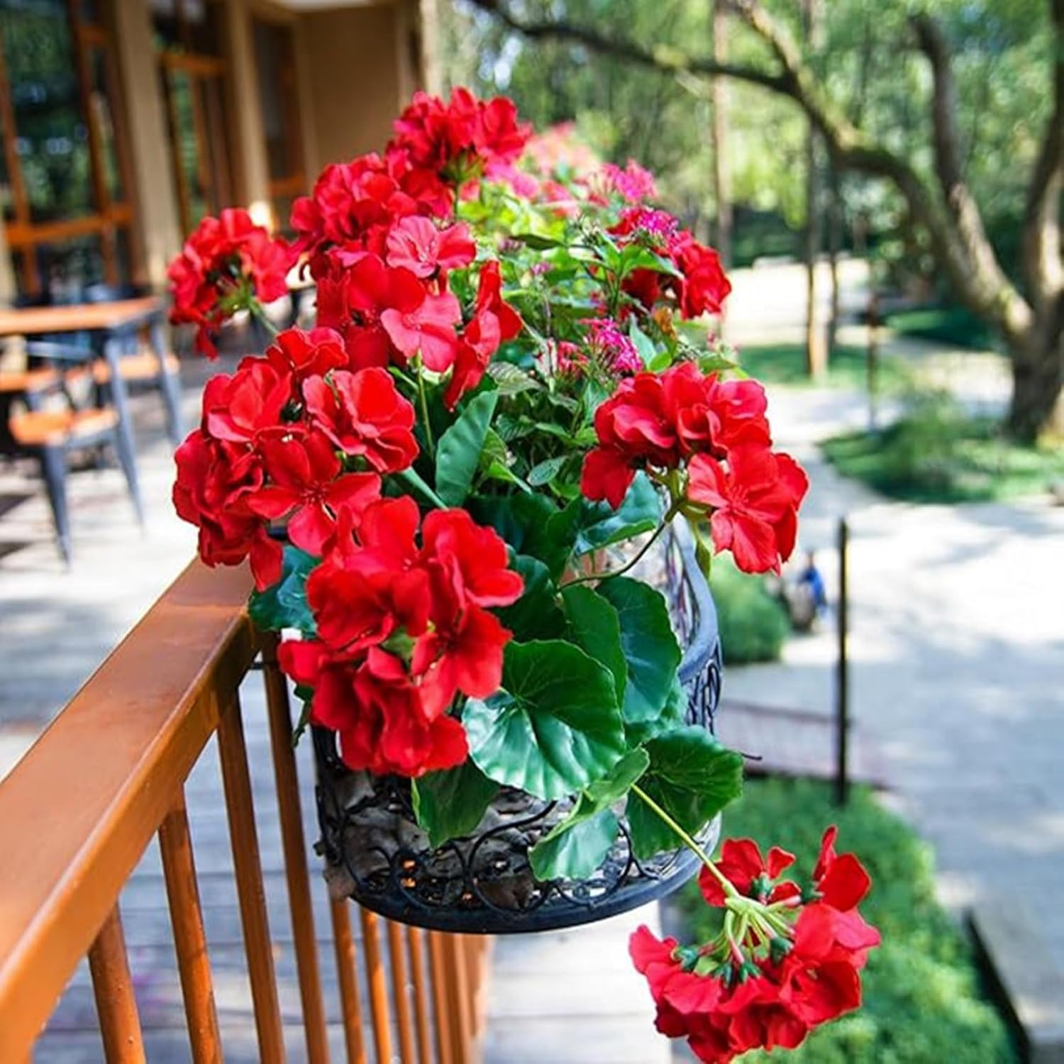 6Pcs Artificial Geraniums 14 Inch Lifelike Artificial Flowers with Adjustable Branches Long Lasting Vibrant V1259-DP01-A-2720