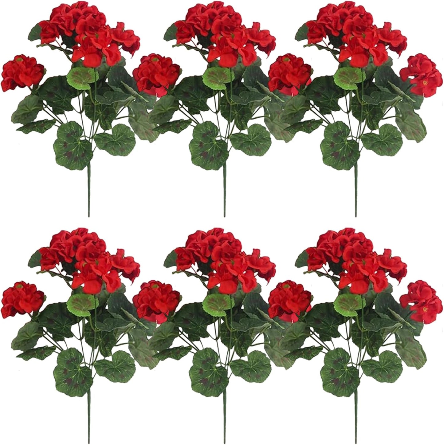 6Pcs Artificial Geraniums 14 Inch Lifelike Artificial Flowers with Adjustable Branches Long Lasting Vibrant V1259-DP01-A-2720