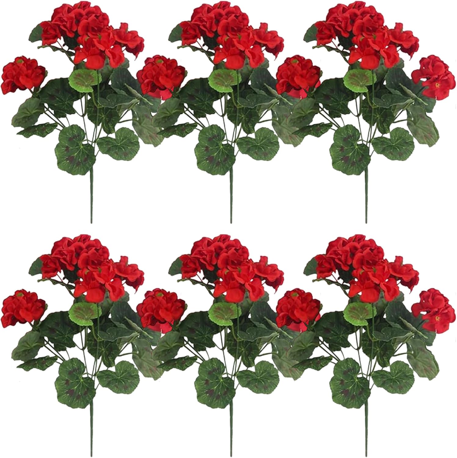 6Pcs Artificial Geraniums 14 Inch Lifelike Artificial Flowers with Adjustable Branches Long Lasting Vibrant V1259-DP01-A-2720