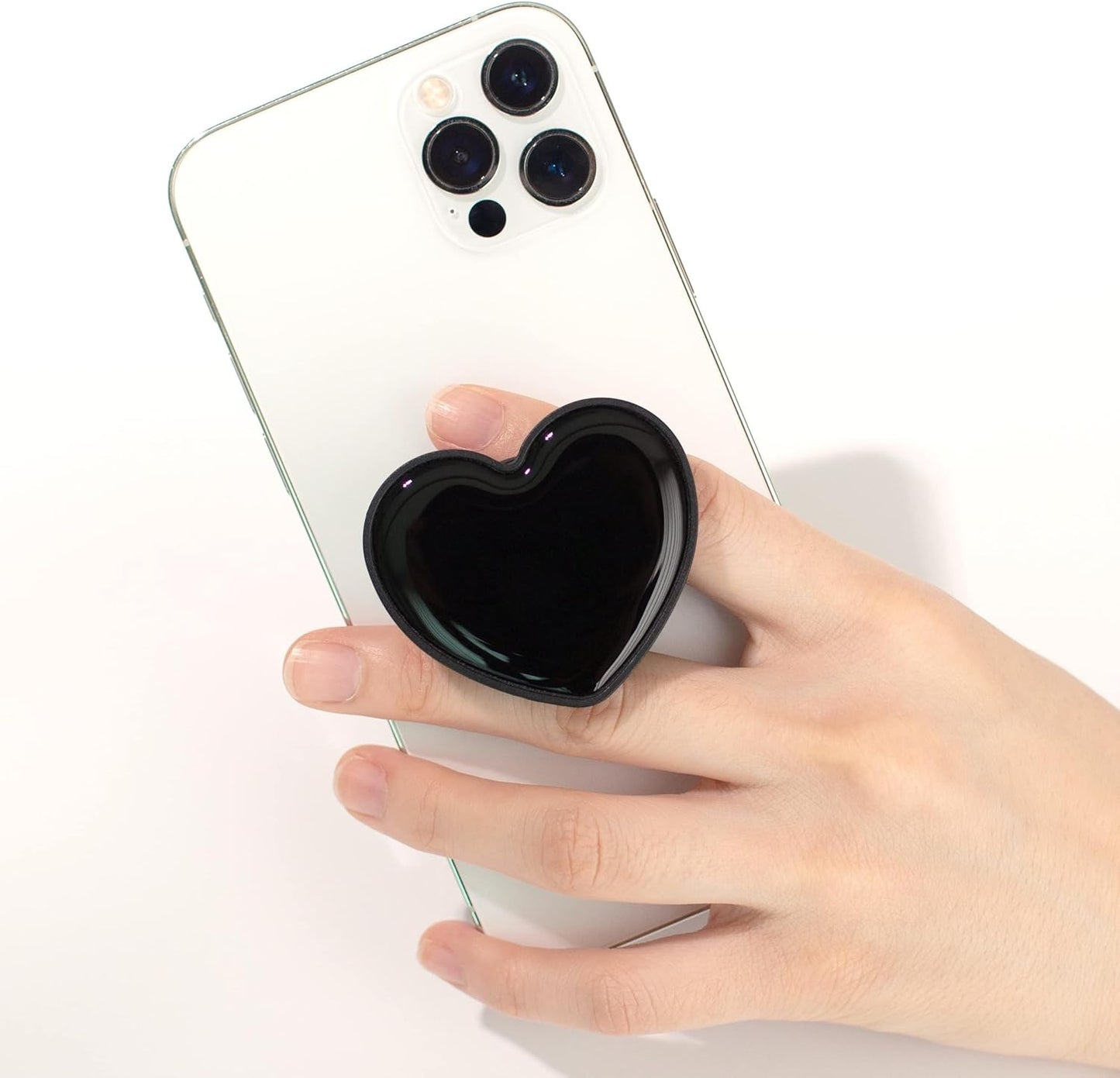 Heart-Shaped Phone Grip and Stand, Black V1259-DP01-A-2730